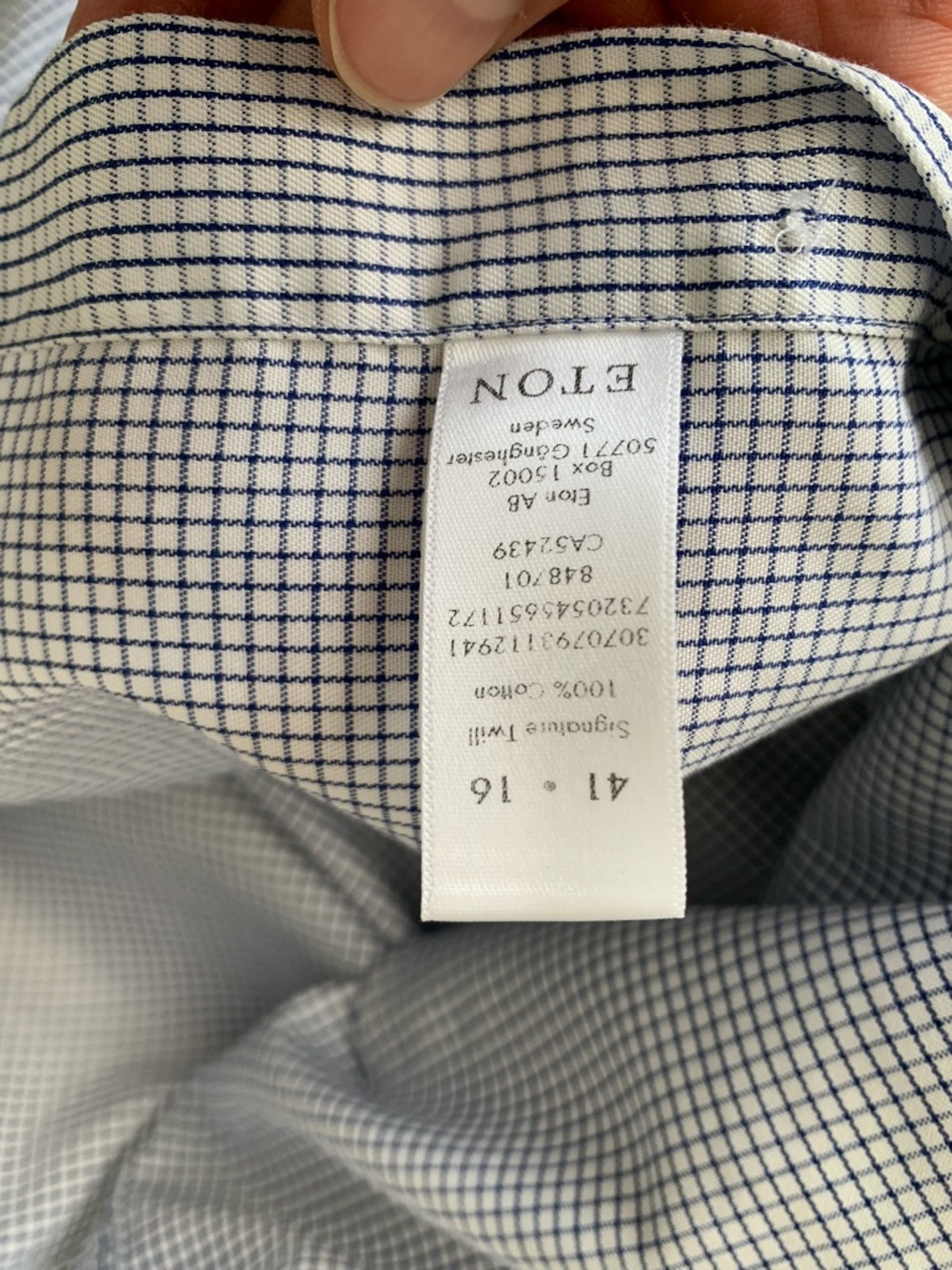Eton Dress Shirt 100% Cotton Men's size 42-16 ½ Light Blue Micro-Check - Picture 11 of 13